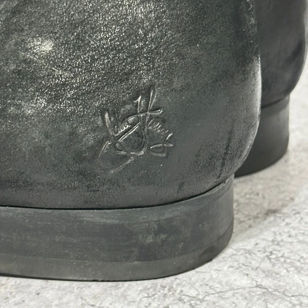 John Fluevog Henley Boots Mens 10 Black Suede Square Toe Lace Up Ankle Boots